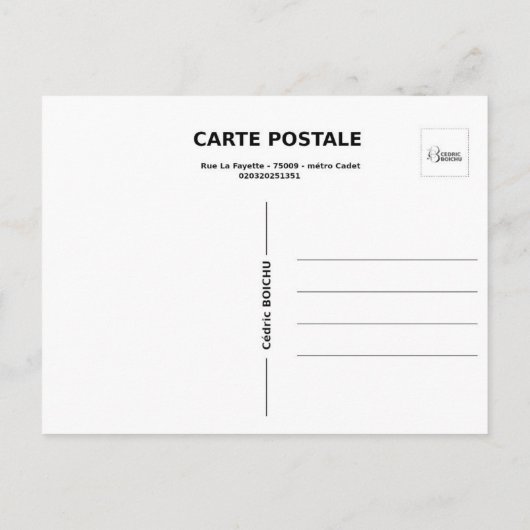 Carte Postale Métro Cadet  (Dos)
