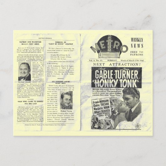 Carte Postale Metro cinema news ! HONKY-TONK (Devant)