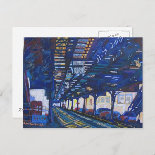 Carte Postale Métro dans Upper Manhattan Under The Tracks. (Devant / Derrière)