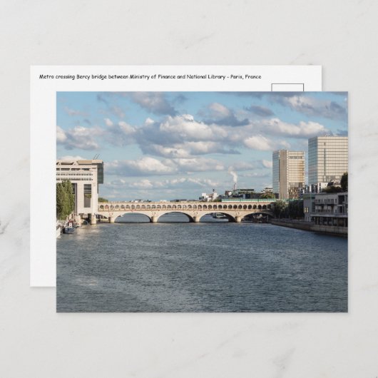 Carte Postale Métro sur le pont Bercy - Paris (Devant / Derrière)