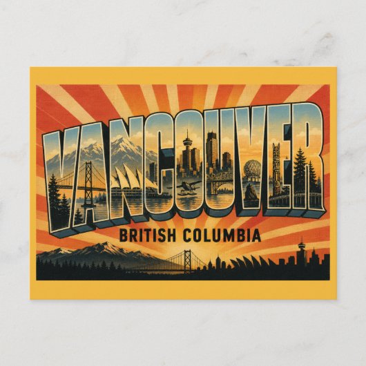 Carte Postale Métropole côtière de Vancouver BC (Devant)