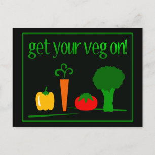 Carte Postale Mettez Votre Veg ! Avec des Légumes Assortis