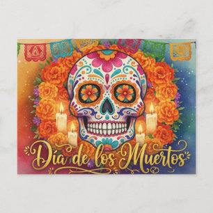 Carte postale mexicaine crâne en sucre jour des mo