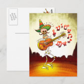 Carte Postale Mexican Skeleton Playing (Devant / Derrière)