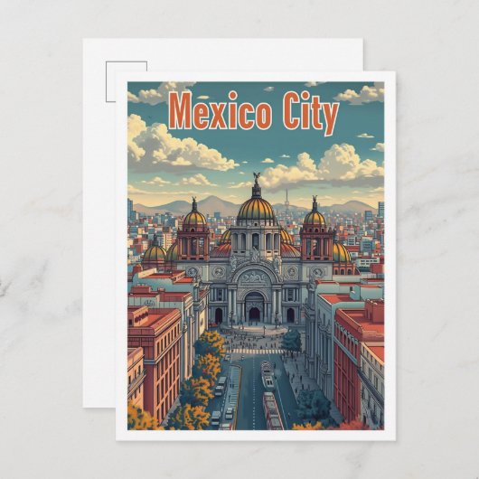 Carte Postale Mexico City Mexique Illustration de voyage artisti (Devant / Derrière)