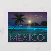 Carte Postale Mexico Night at the Beach (personnalisable) (Devant / Derrière)