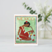 Carte Postale Mexique, art traditionnel mexicain, robe rouge fil (Debout devant)