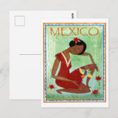 Carte Postale Mexique, art traditionnel mexicain, robe rouge fil (Devant / Derrière)