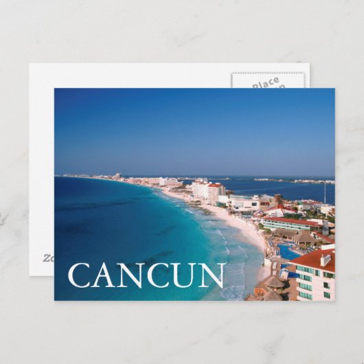 Carte Postale Mexique, Cancun, Vue Aérienne Des Hôtels (Devant / Derrière)