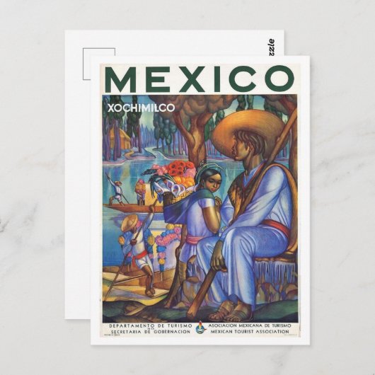 Carte Postale Mexique Style d'affiche de voyage Retro inspiré (Devant / Derrière)