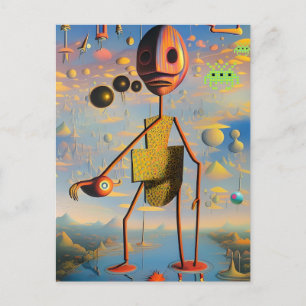 Carte Postale Mi cara de guerra - Ken Gage Surreal Art