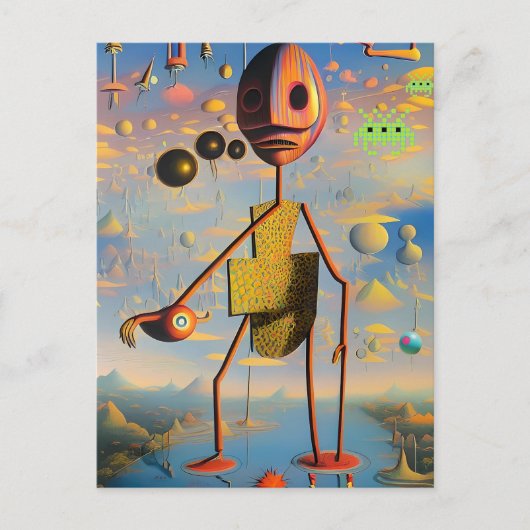 Carte Postale Mi cara de guerra - Ken Gage Surreal Art (Devant)