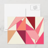 Carte Postale Mi-Siècle Abstrait, Triangles - Corail, Beige (Devant / Derrière)