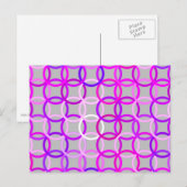 Carte Postale Mi-siècle Cercles modernes, rose, violet et gris (Devant / Derrière)