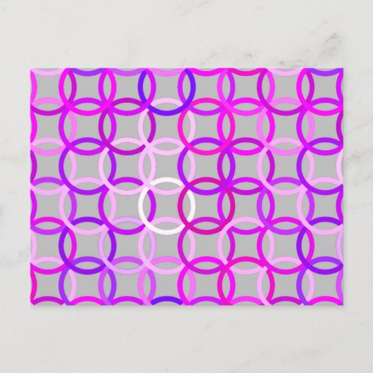 Carte Postale Mi-siècle Cercles modernes, rose, violet et gris (Devant)