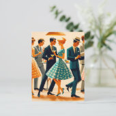 Carte Postale Mi-siècle Moderne Martinis Danser Cocktail Party (Debout devant)