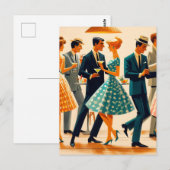 Carte Postale Mi-siècle Moderne Martinis Danser Cocktail Party (Devant / Derrière)