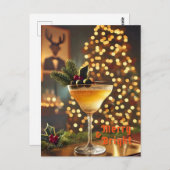 Carte Postale Mi-Siècle Noël Joyeux & Cocktail lumineux (Devant / Derrière)