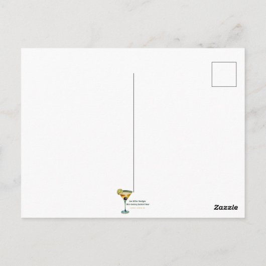 Carte Postale Mi-Siècle Noël Joyeux & Cocktail lumineux (Dos)