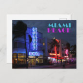 Carte Postale Miami Beach Art Deco Hôtels à Night (Devant / Derrière)