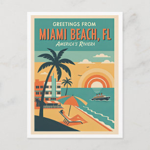 Carte Postale MIAMI BEACH FL Voyages Rétro