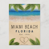 Carte Postale Miami Beach Floride Sand Tropical Palm Feuilles (Devant)