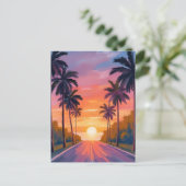 Carte Postale Miami Beach Sunset Palm Tree Tropical (Debout devant)