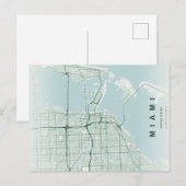 Carte Postale Miami City Map Minimal Postcard (Devant / Derrière)