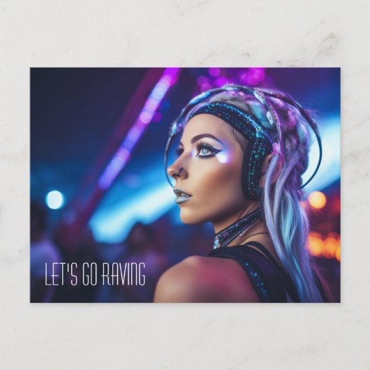 Carte Postale Miami EDM fille rave (Devant)