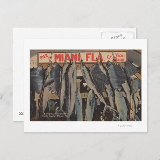 Carte Postale Miami, FL - Vue sur Pier 5 City Yacht Club avec/ (Devant / Derrière)