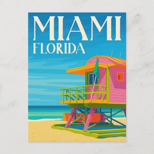 Carte Postale Miami Florida Lifeguard Stand Beach (Devant)