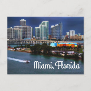 Carte Postale Miami Florida Skyline et Harbour At Night - USA