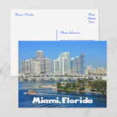 Carte Postale Miami Florida Skyline et Harbour - États-Unis (Devant / Derrière)