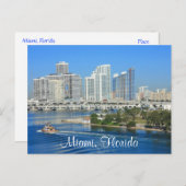 Carte Postale Miami Florida Skyline et Harbour Postcard (Devant / Derrière)