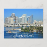 Miami Florida Skyline et Harbour Postcard
