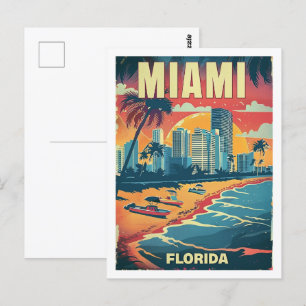 Carte Postale Miami Florida USA Vintage célèbre Travel Place