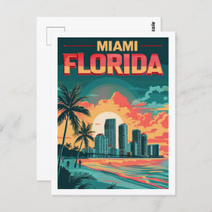 Carte Postale Miami Floride Amérique Vintage célèbre Travel Plac