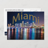 Carte Postale Miami, Floride, La Cité magique la nuit. (Devant / Derrière)