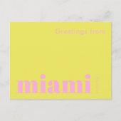 Carte Postale Miami Floride typographique jaune rose (Devant)