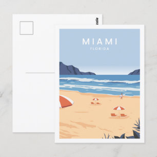 Carte Postale Miami Floride USA célèbre Voyage Place Illustratio