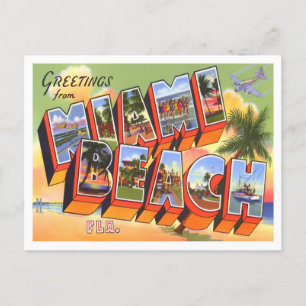 Carte postale Miami, Floride Vintage Big Letters