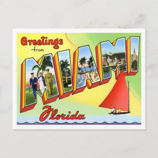 Carte postale Miami, Floride Vintage Big Letters (Devant)