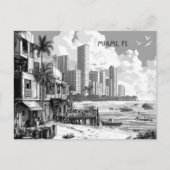 Carte Postale Miami Floride Voyage noir et blanc (Devant)