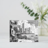 Carte Postale Miami Floride Voyage noir et blanc (Debout devant)