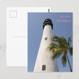 Carte Postale Miami Floride White Cape Florida Lighthouse