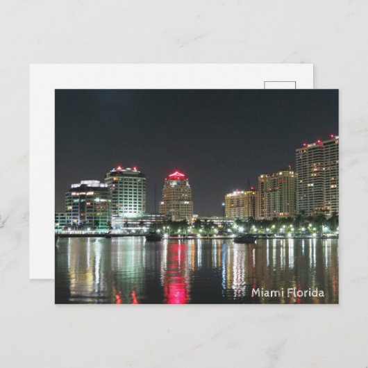Carte Postale Miami Night Skyline (Devant / Derrière)
