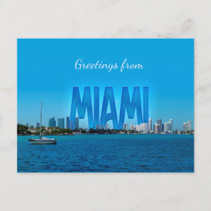 Carte Postale Miami Skyline avec des salutations personnalisable