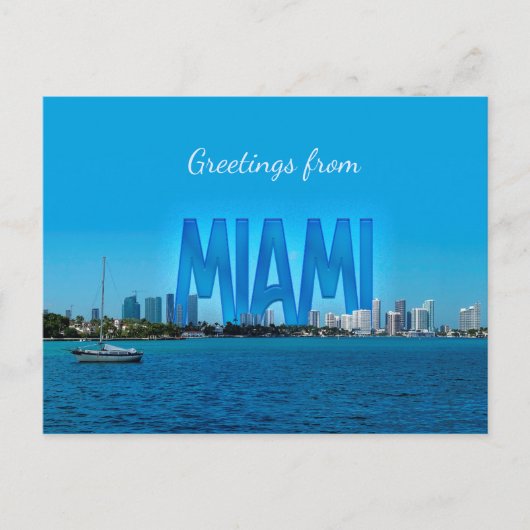 Carte Postale Miami Skyline avec des salutations personnalisable (Devant)