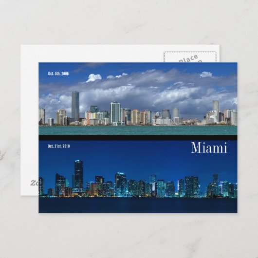Carte Postale Miami Skyline en 2006 et 2010 (Devant / Derrière)