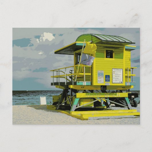Carte Postale Miami South Beach Yellow Lifeguard Tower (Devant)